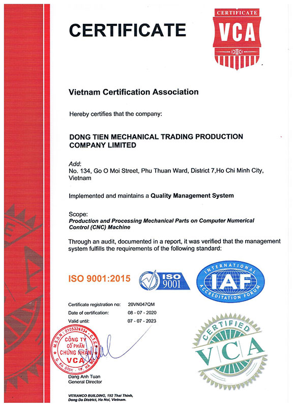 ISO 9001:2015 Cert. No:20VN047QM